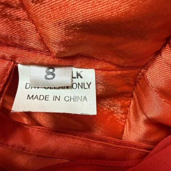 Vintage Dress Size 8 100% Silk Red Embellished Prom Dress Maxi Evening Gown - Picture 15 of 16